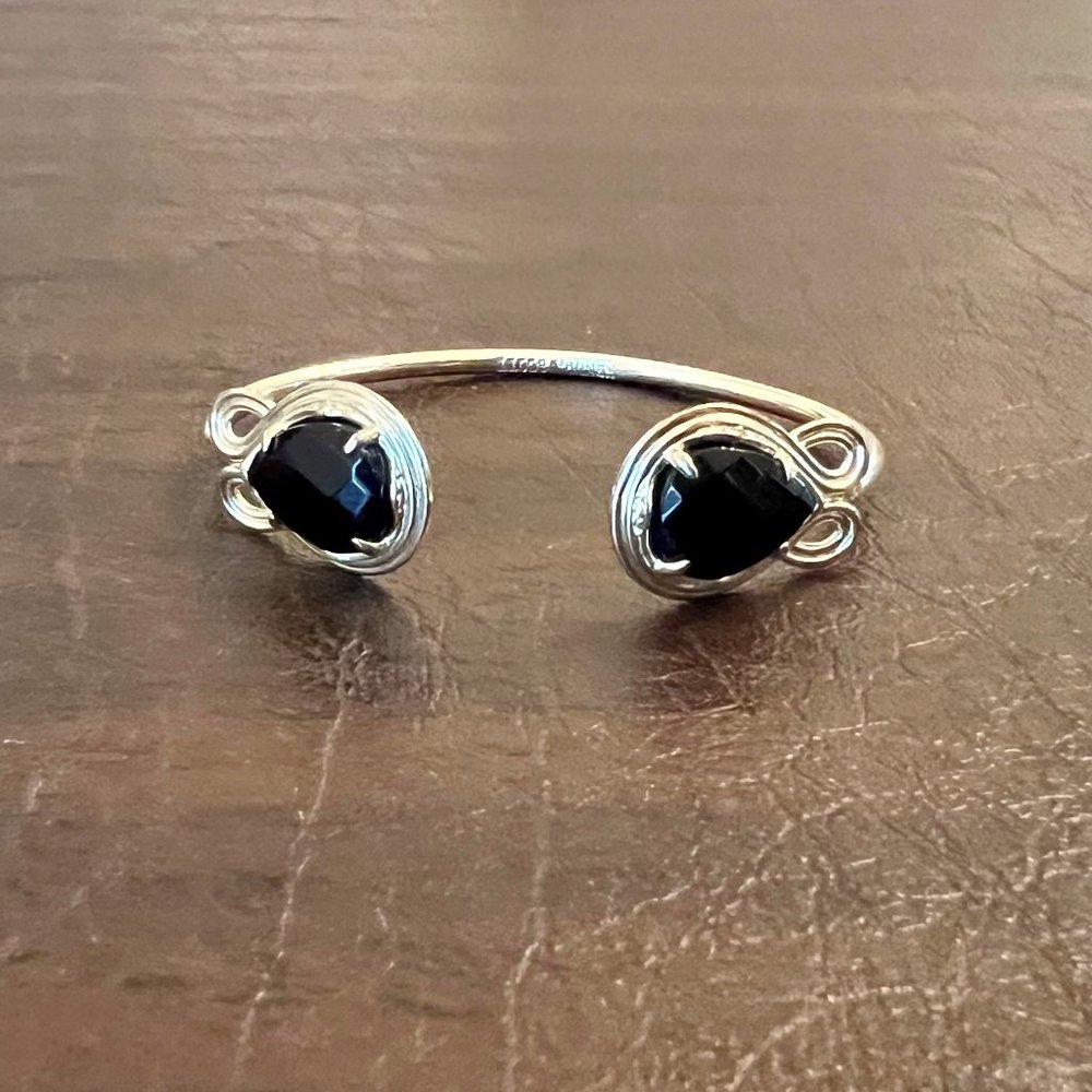 KENDRA SCOTT BLACK CUFF BRACELET ~ Andy Gold Plated Faceted Black Gem Adjustable